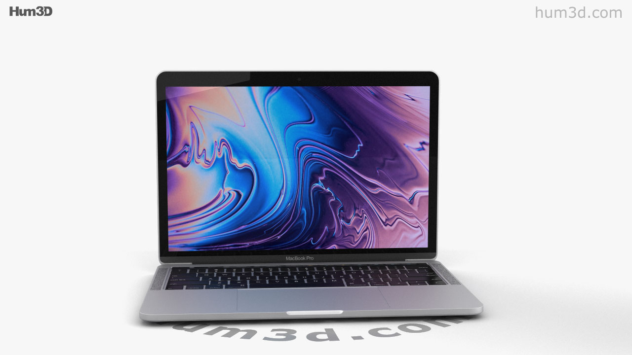 360 view of Apple MacBook Pro 13 inch (2018) Touch Bar Silver 3Dモデル