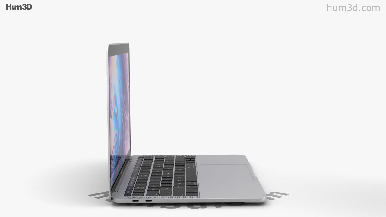 360 view of Apple MacBook Pro 13 inch (2018) Touch Bar Silver 3D model