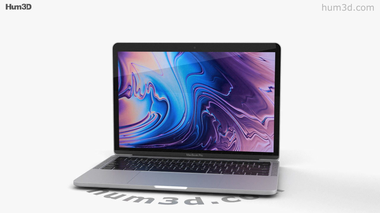 360 view of Apple MacBook Pro 13 inch (2018) Touch Bar Silver 3Dモデル