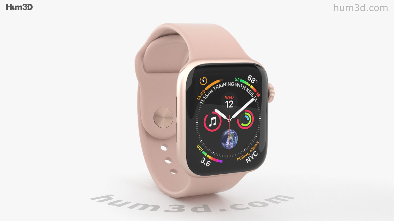 360 view of Apple Watch Series 4 40mm Gold Aluminum Case with Pink Sand  Sport Band 3Dモデル