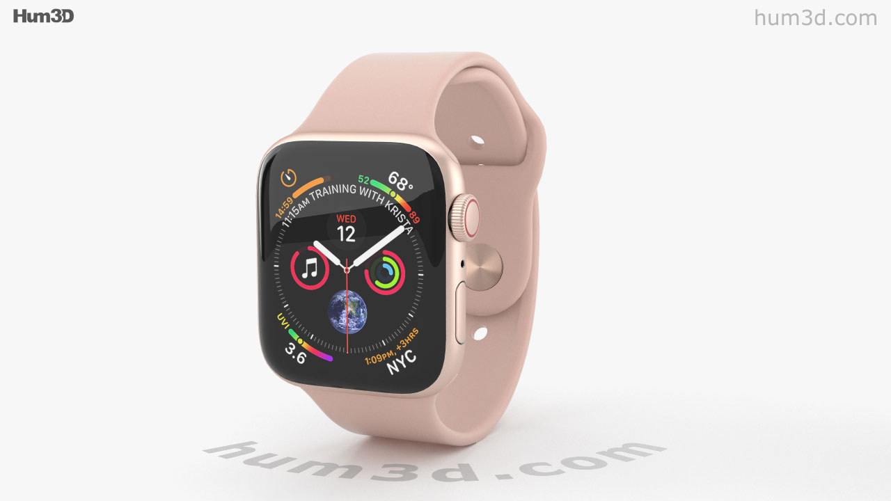 360 view of Apple Watch Series 4 44mm Gold Aluminum Case with Pink