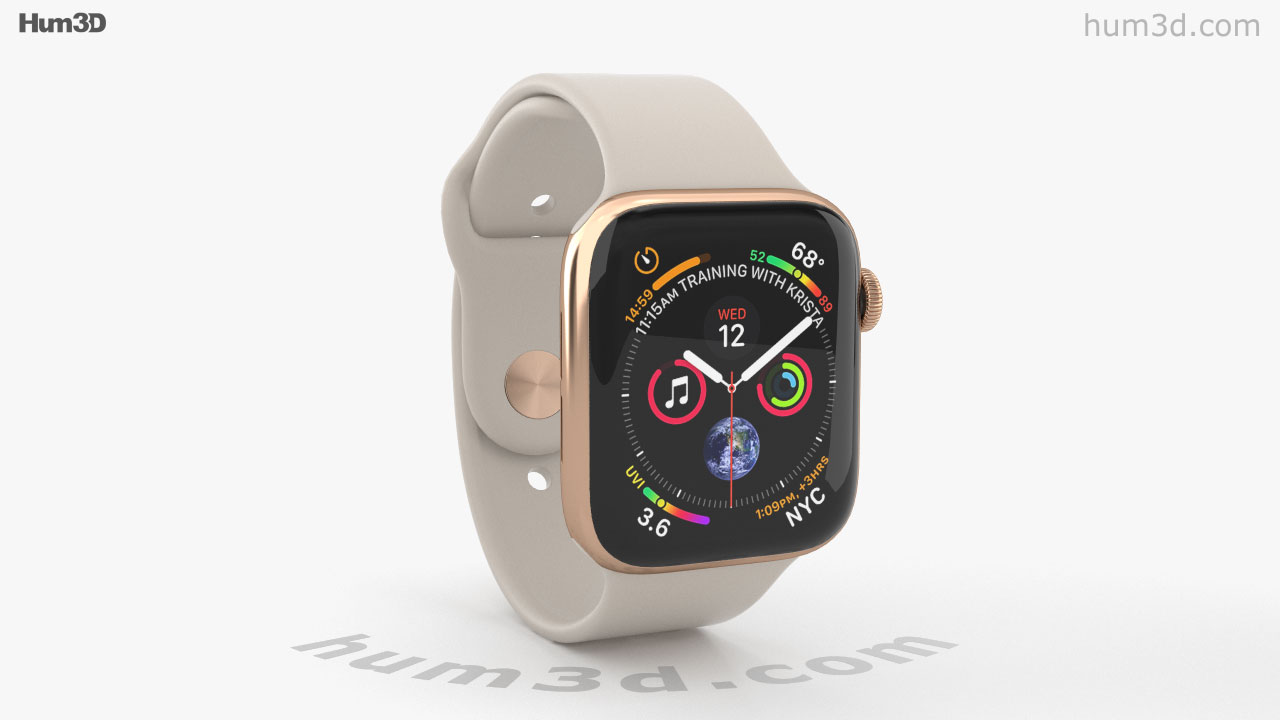 360 view of Apple Watch Series 4 44mm Gold Stainless Steel Case with Stone  Sport Band 3Dモデル