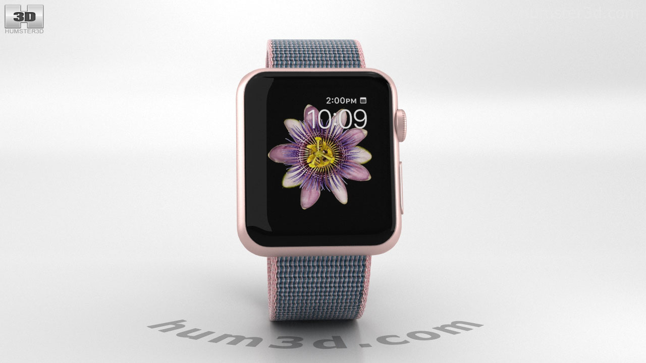 Apple Watch Series 2 38mm Rose Gold Aluminum Case Pink Blue Woven
