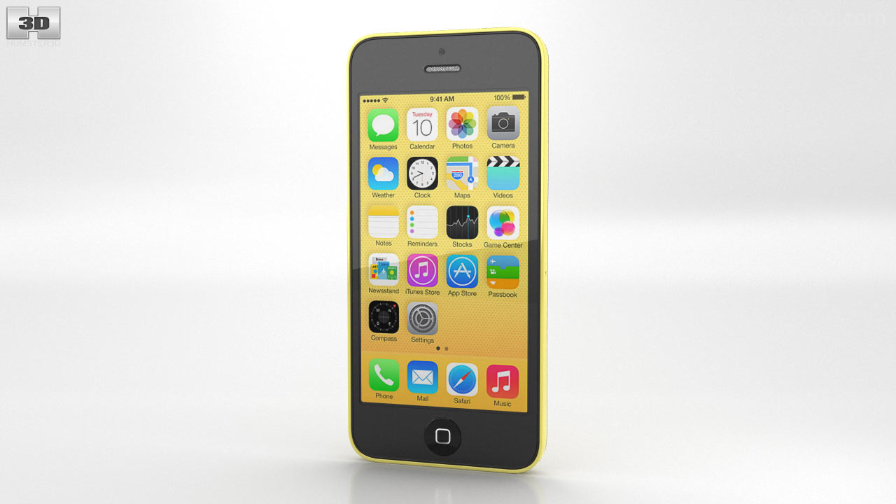 Apple iPhone 5C イエロー 3Dモデルの360ビュー-3DModelsストア