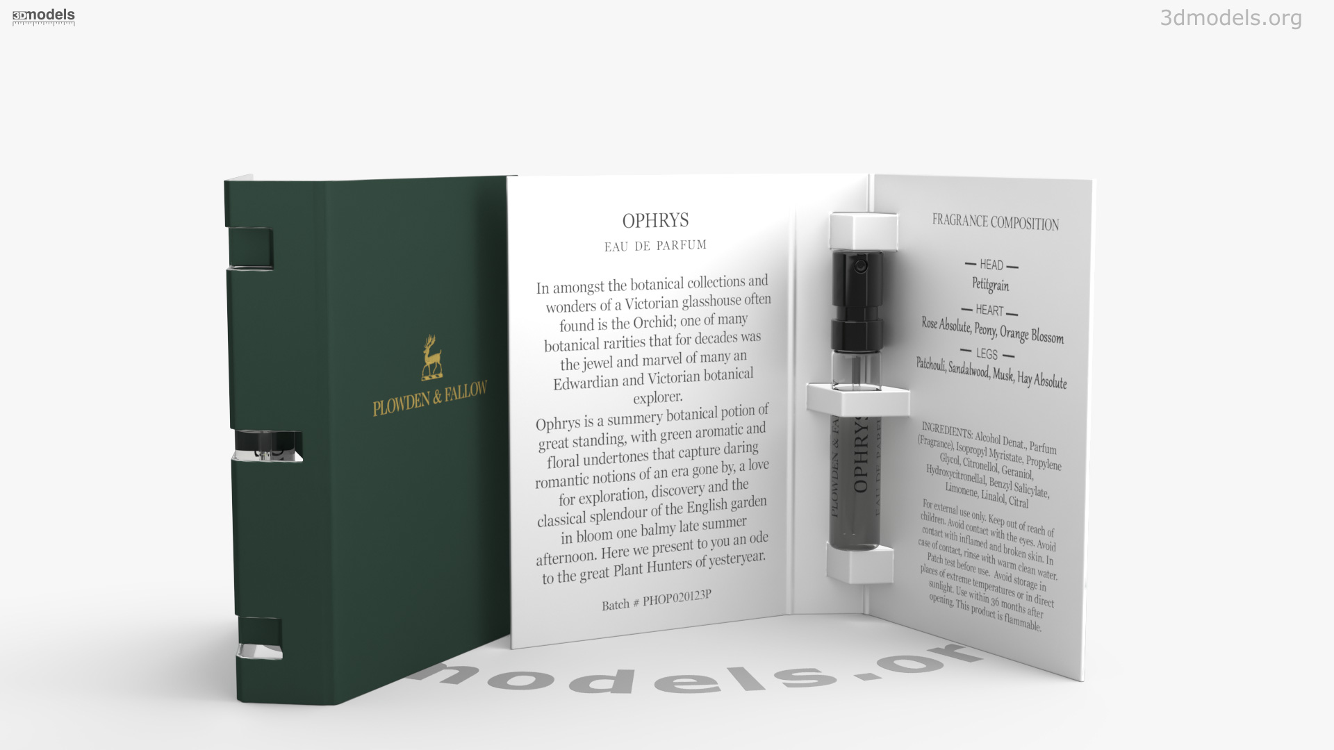 360 view of ophrys eau de parfum 2 ml sample 3d model 3dmodels store