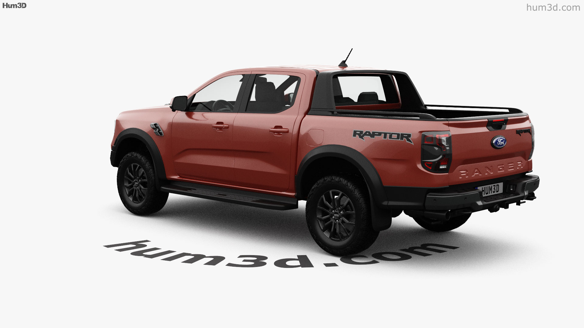 360 view of Ford Ranger Double Cab Raptor 2024 3D model - 3DModels store