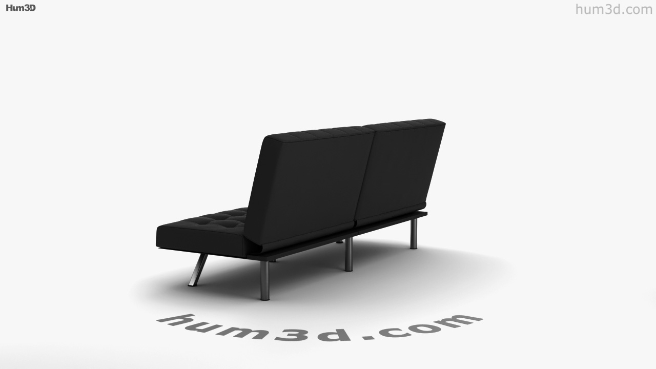 Realistic Sofa Memory Foam Couch Futon Black leather 3D model