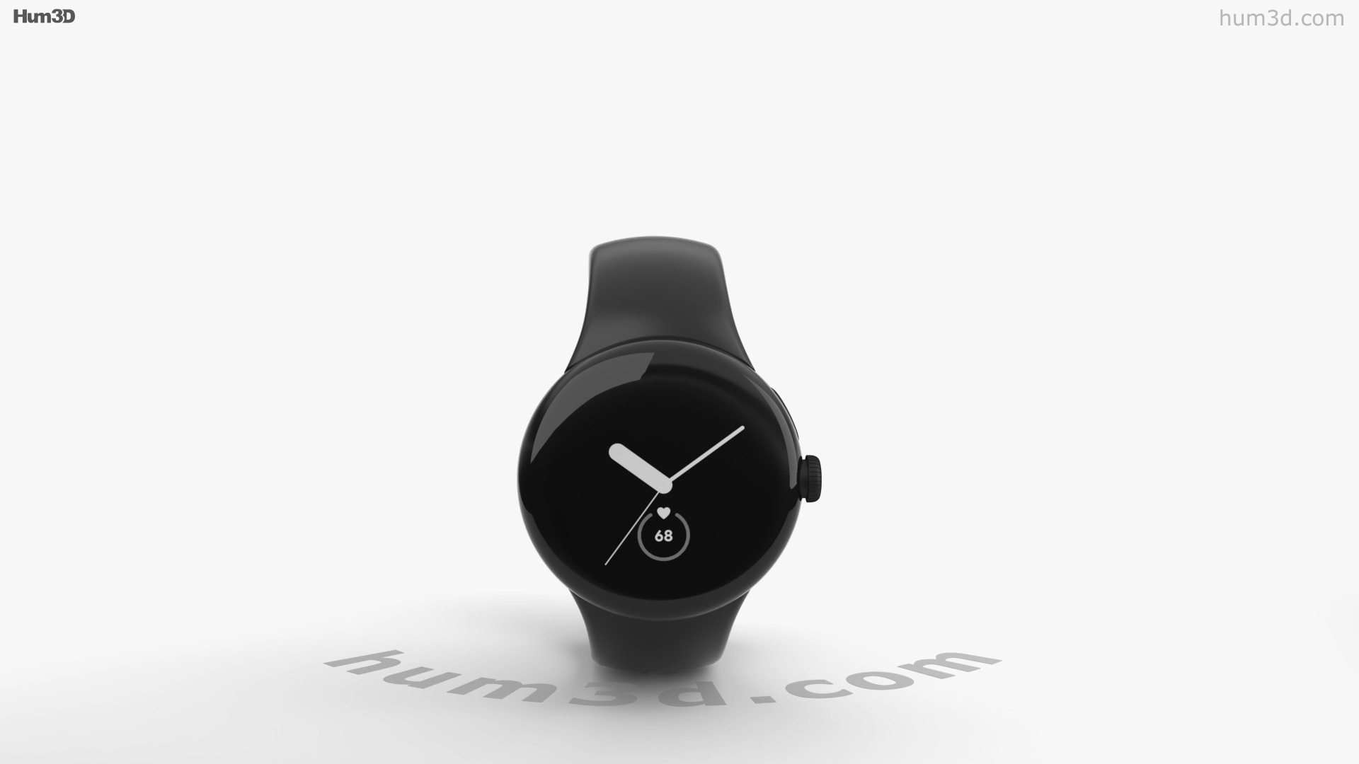 360 view of Google Pixel Watch Matte Black Case Obsidian Band 3D