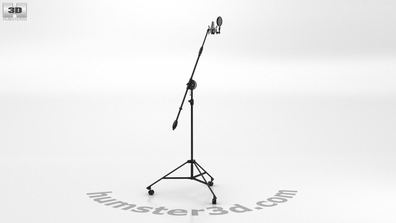Microphone on tripod stand 3D model