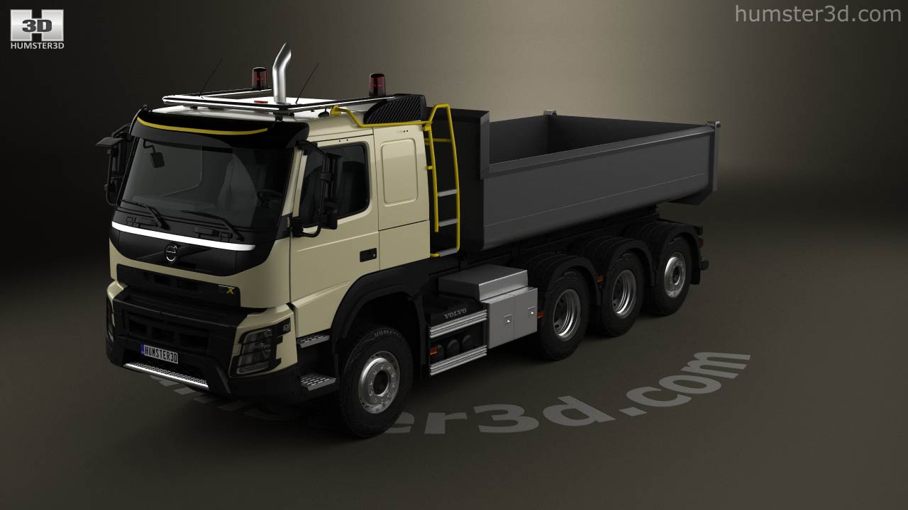 Volvo FMX Tridem Tipper Truck with HQ interior 2013 3D model