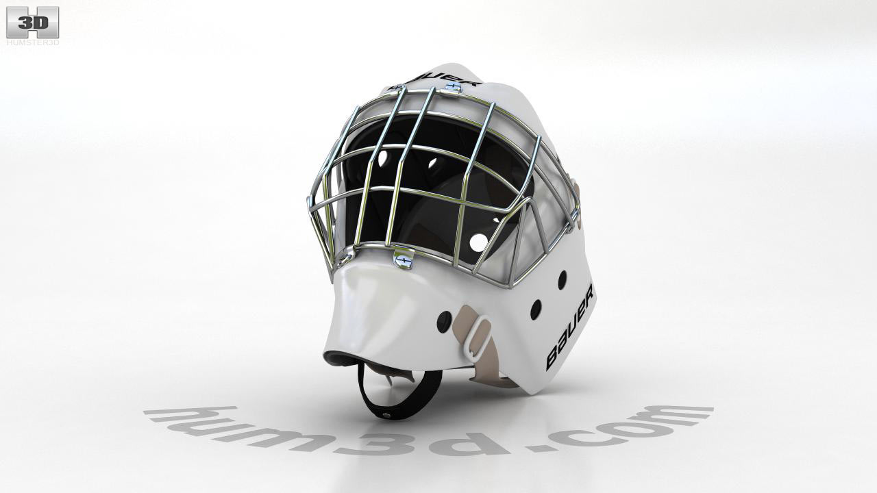 Vintage Hockey Mask On White Background. Front View. 3D